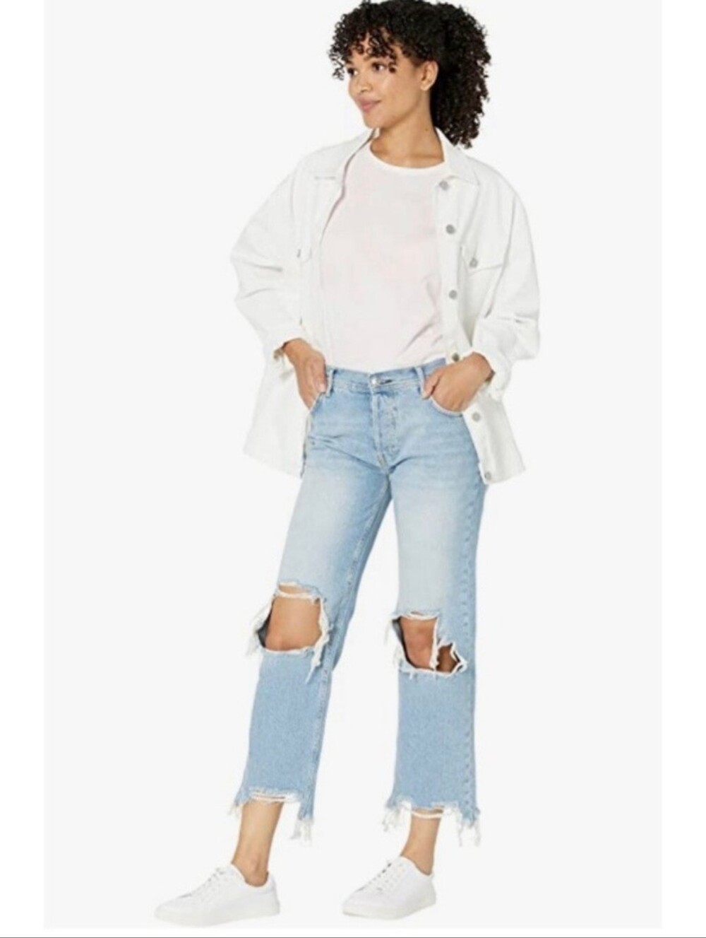 Free People We The Free Maggie Mid-Rise Straight Jean, Light Stone Wash 30, NWT